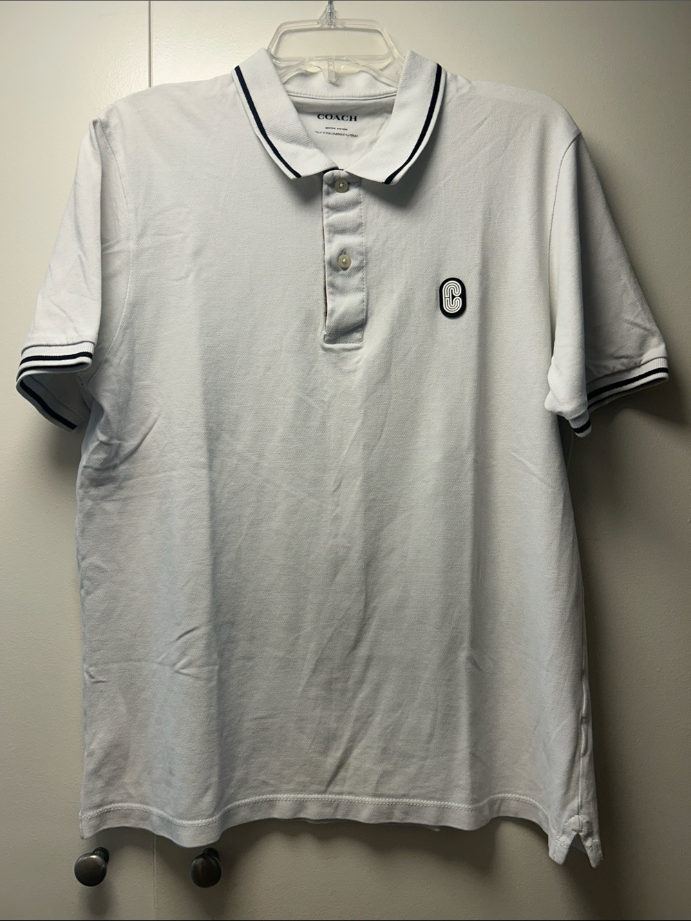 Coach White Polo with Black Contrast Trim